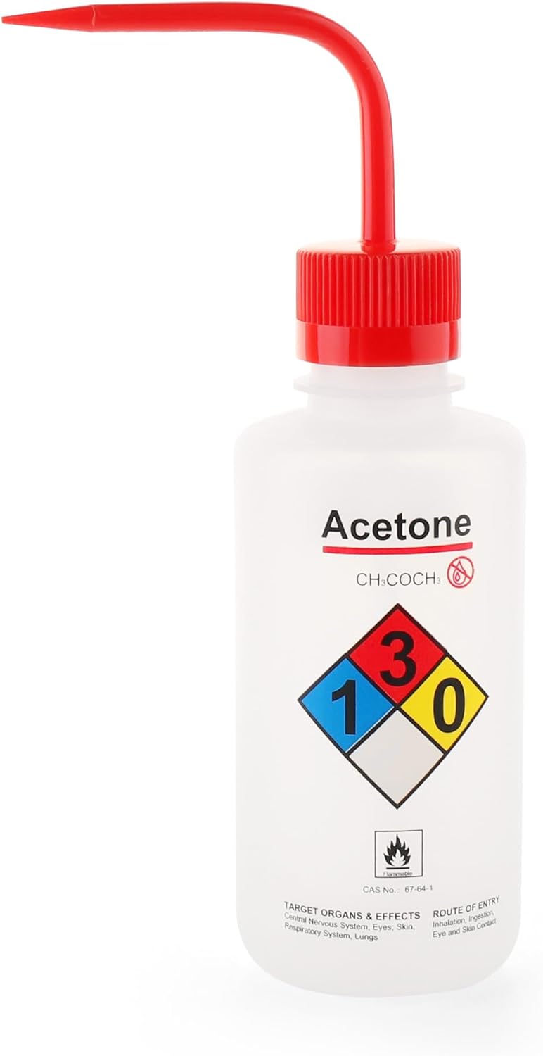 LINVO Acetone Wash Bottle, 1PC of Vol.500ml (17oz), Narrow Mouth, Self-Venting Safety Wash Bottle, LDPE Material, IN-WBA501 - Image 1